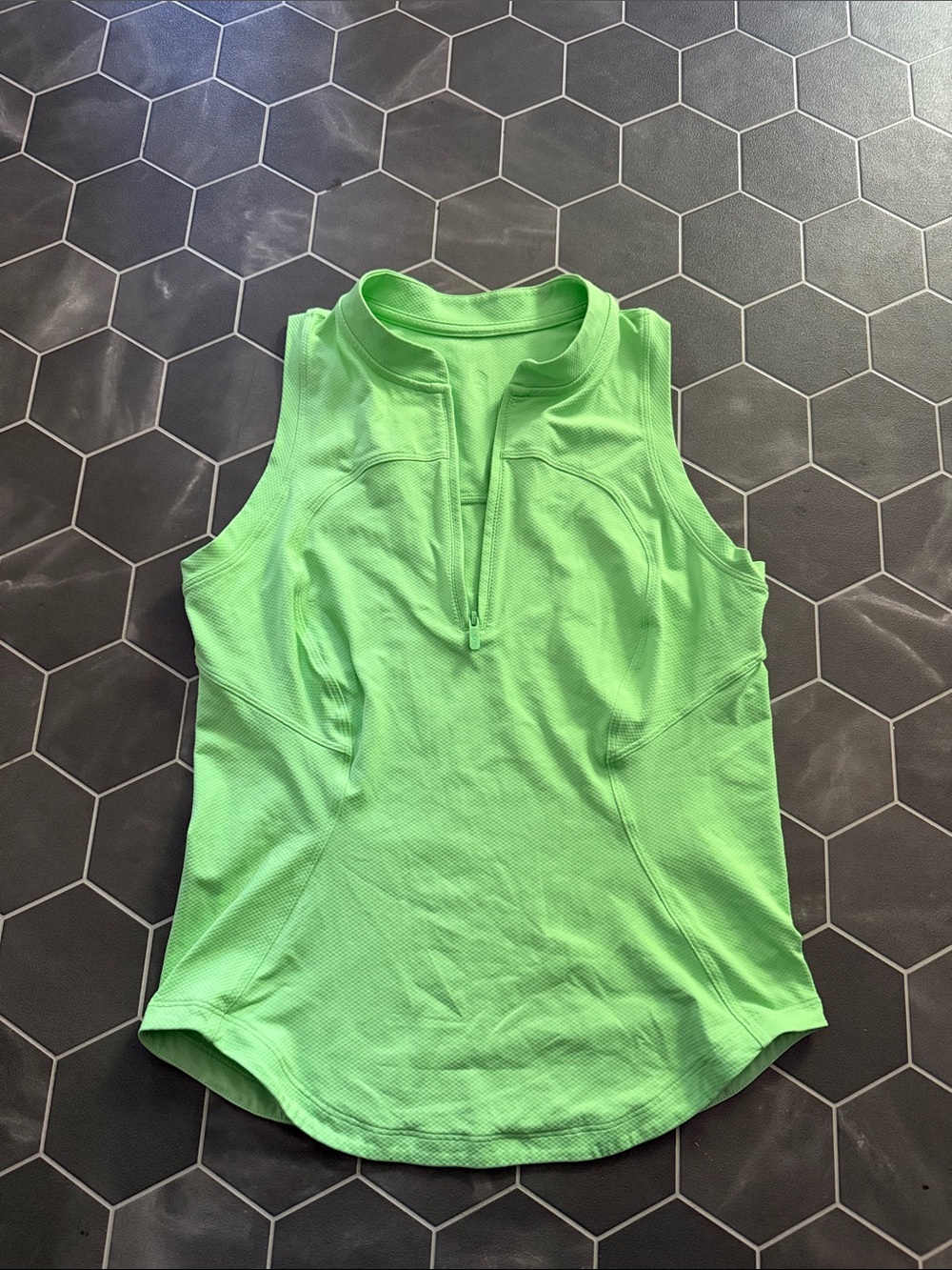 lululemon athletica Neon Green Sleeveless Zip-Front Tank